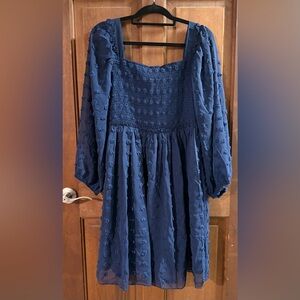 Navy Swiss Dot Dress